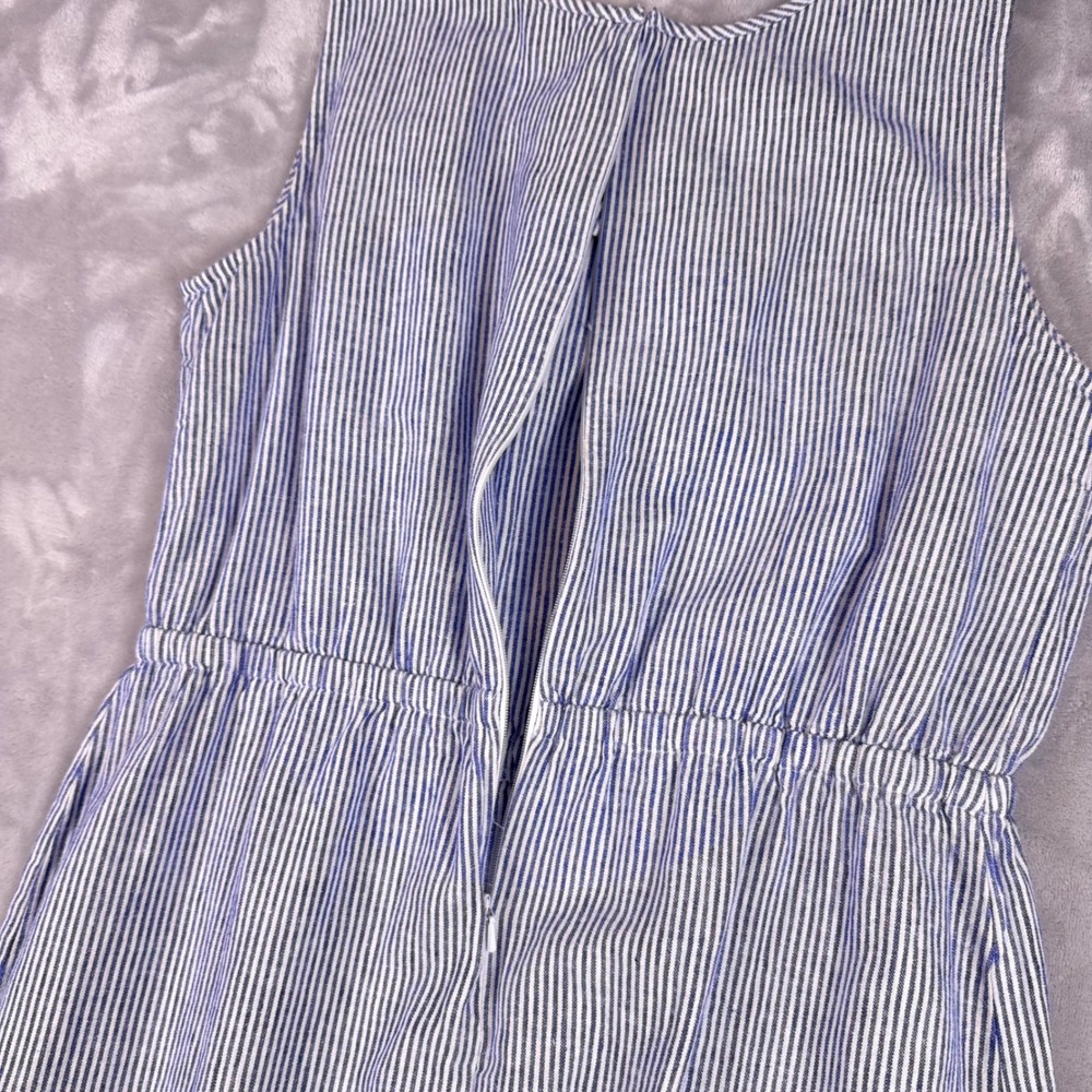 Talbots Blue White Striped Linen Cotton Maxi Dress Sleeveless Petite 10P ID4976 - Picture 7 of 8